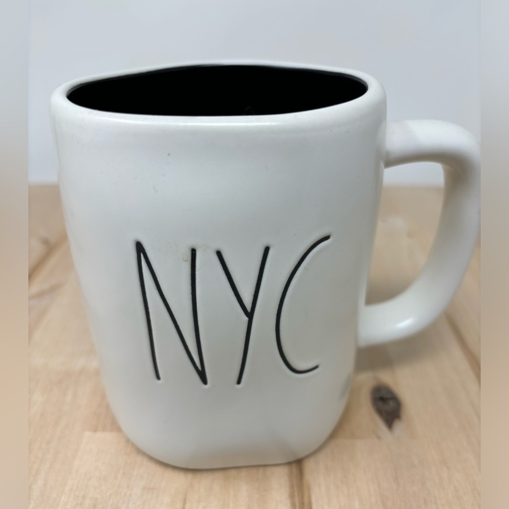 Rae Dunn NYC Mug White Black Interior Double Sided with Black LL City Series New